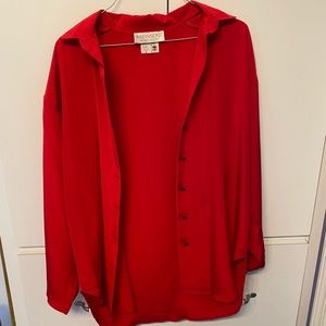 Red button down shirt
